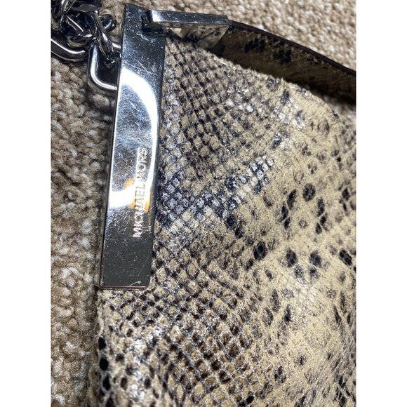 MICHAEL KORS WOMEN'S BLACK & TAN PYTHON HOBO CROSSBODY BAG - Picture 4 of 8